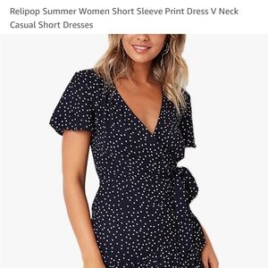 Short sleeve V neck mini dress